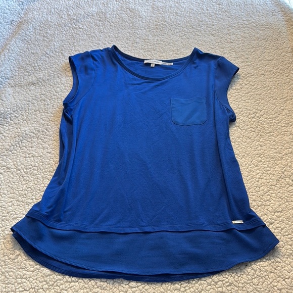 Calvin Klein Tops - Calvin Klein Blue Asymmetrical Sleeveless Muscle Tee